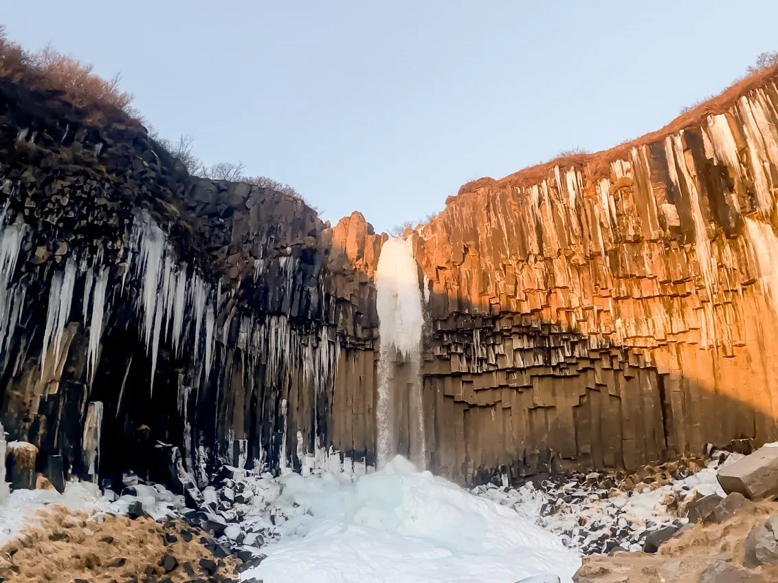 The south coast of Iceland road trip, Svatifoss waterfall.